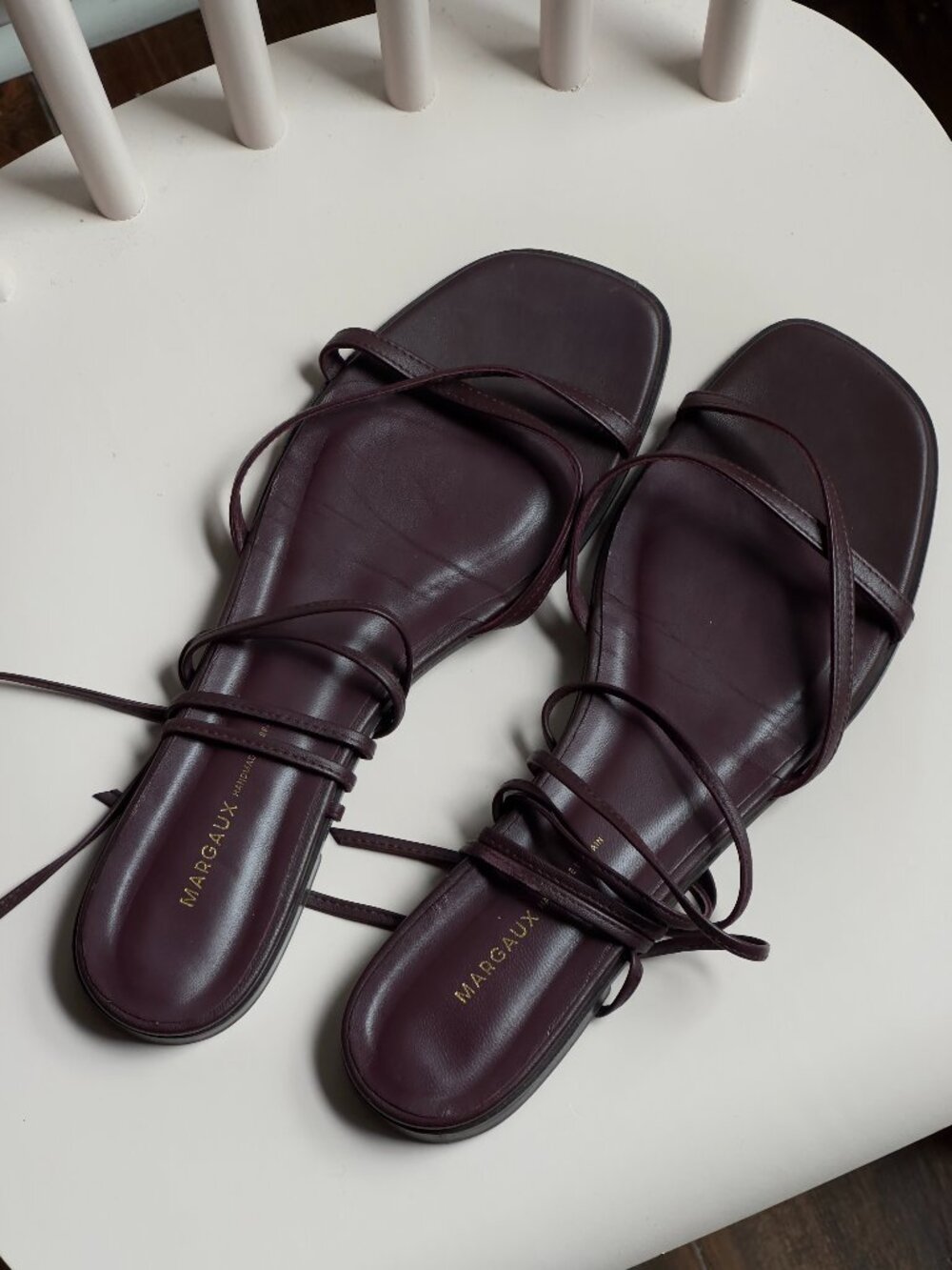 MARGAUX The Wrap Sandal Burgundy Wine Leather Lace Up Strappy Flat